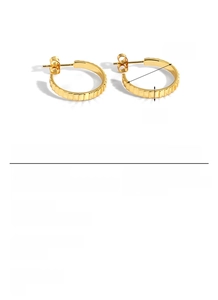 Detail specifications of 14K gold plated C-shape gear hoop earrings with 20mm outer diameter