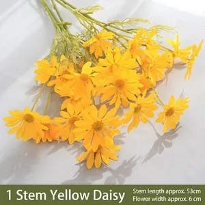 Artificial yellow daisies 53cm long for home decor and wedding photography props