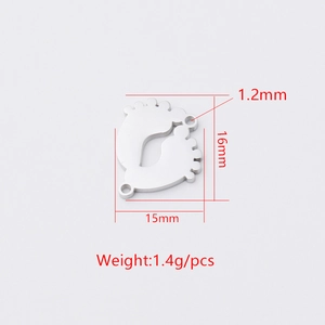 Polished stainless steel baby feet charm pendant for DIY jewelry, 15x16mm size