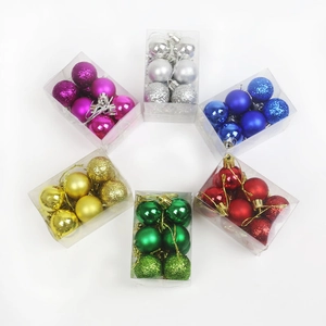 Assorted 3cm Christmas ornaments in 6 vibrant colors with shiny and matte finishes