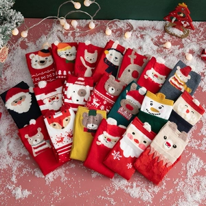 Festive Christmas crew socks with 3D cartoon patterns and vibrant holiday knit designs