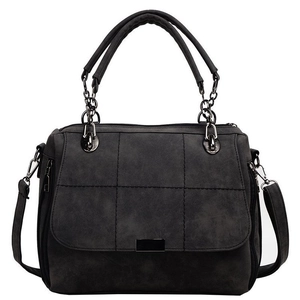Borsa Boston trapuntata vintage da donna con doppi manici e tracolla con catena in metallo