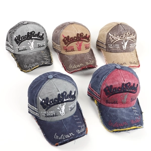 Vintage Washed Cotton Baseball Cap Distressed Retro Embroidery Letter Patchwork Adjustable Sun Hat Men Women