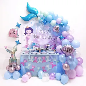 Mermaid Balloons Garland Arch Decoration Latex Foil Shell Tail Star Girls Birthday Baby Shower Dreamy Sea Theme Ocean Style