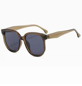 Vue détaillée du modèle ZN3843 sur la branche des lunettes de soleil marron oversize