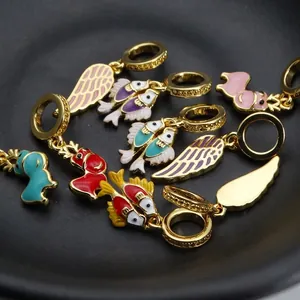 Assorted colorful enamel brass animal charms including fish and elephant for DIY jewelry