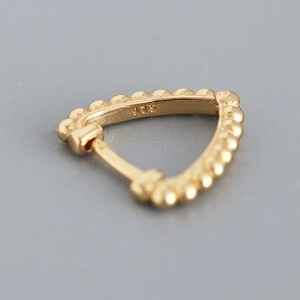 Golden S925 sterling silver triangle earrings with minimalist bead texture design