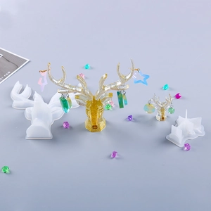 Macro detail of silicone deer antler mold for resin jewelry stand and earring storage organizer