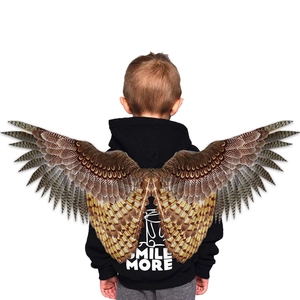 Kids owl costume wings and mask set with brown feather pattern for Halloween cosplay