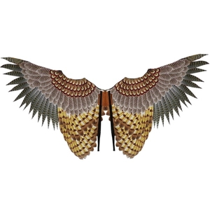 Kids owl costume set with realistic feather print wings and elastic straps for party cosply