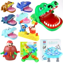 Collage of colorful children's puzzle toys including crocodile and penguin board games