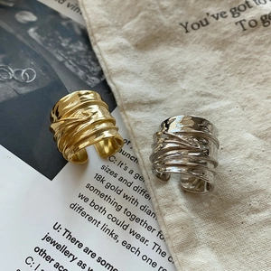925 sterling silver wide leaf rings in gold and silver finish with textured patterns