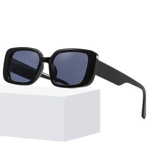 Classic black square frame sunglasses with thick temples and dark lenses for men and women