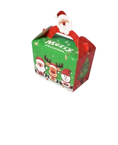 Foldable Merry Christmas snowman gift box with red and green handle design for candy