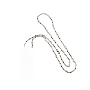 Inspirational dog tag necklace in polished stainless steel with ball chain on white background