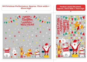 Tableau des tailles détaillé des stickers de Noël en PVC avec Père Noël et renne