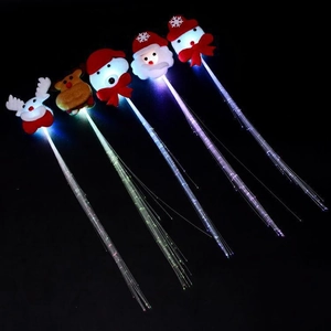LED Christmas fiber optic hair clips with glowing reindeer and snowman holiday motifs
