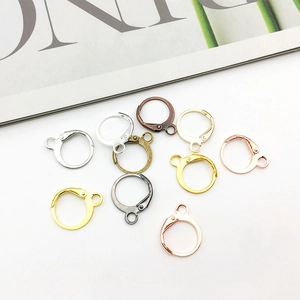 Detailed close-up of multiple metallic finish leverback earring hooks for DIY jewelry