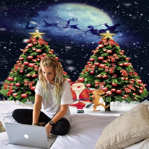 Tapiz de pared con árbol de Navidad y Papá Noel para decoración festiva