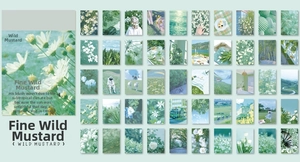 Close-up of Wild Mustard series aesthetic stickers with nature and floral motifs