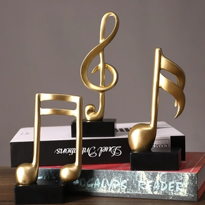 Gold Music Note Ornaments Resin Musical Symbol Sculptures Modern Desktop Statues Home Office Decor Living Room Accents