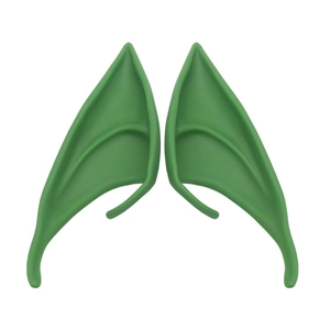 Green latex elf ears for Halloween cosplay costumes with realistic pointed design