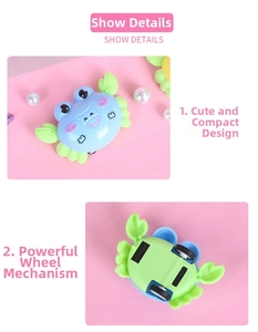 Detailed close-up of crab-shaped kids toy car with smooth edges and inertia wheels