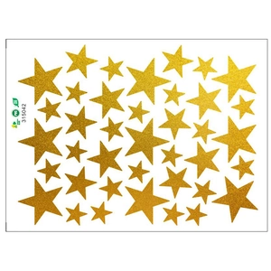 Detailansicht goldener Glitzerstern-Wandaufkleber in verschiedenen Größen aus PVC
