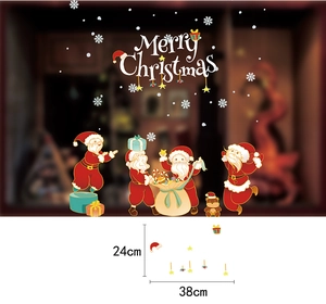 Détails des stickers de Noël pour fenêtre avec motifs Père Noël colorés et flocons