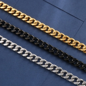 Punk men's stainless steel Cuban link necklaces in gold, black, and silver finishes