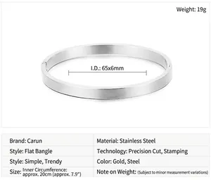 Bracelet jonc en acier inoxydable poli affichant 65x6mm de diamètre et 19g de poids