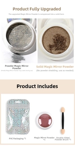 Nail art mirror powder kit including solid pigment pot, PVC bag and dual sponge applicator