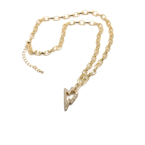 Hip hop gold chain with iced-out lightning bolt pendant and sparkling cubic zirconia