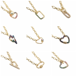Gold hip hop cuban chain necklaces with micro-paved zircon heart pendants in nine styles