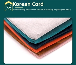Detail of multi-color microfiber drawstring pouches showing premium soft velvet texture