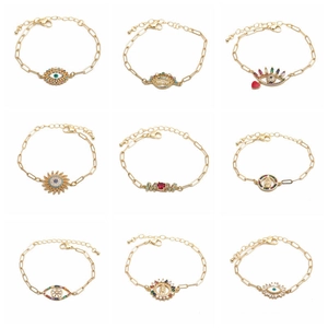 Adjustable gold Cuban hip hop bracelets collection with butterfly and zircon charms