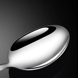 Professional 304 stainless steel dinner spoon with large head and brushed metal finish