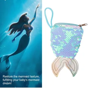 Mermaid tail sequin backpack with blue-purple gradient and fish tail design for girls