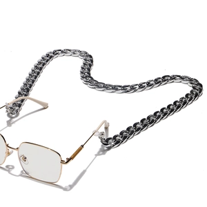 Stylish silver chunky acrylic eyeglass chain for women with anti-slip eyewear holders