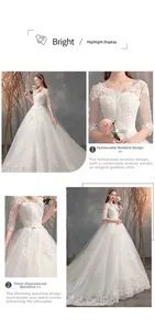 Dettaglio del corpetto in pizzo con scollo a V e fiocco in vita su un abito da sposa bianco