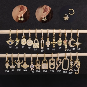 Huggie Hoop Earrings Copper Cubic Zirconia Charm Piercing Dainty Jewelry Women Fashion
