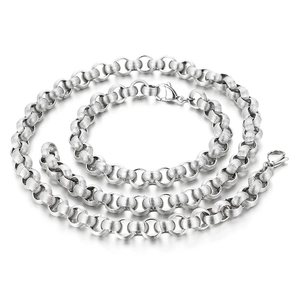 Silver titanium steel chain necklace with spiral textured links and lobster clasp