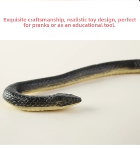 Macro shot of realistic rubber toy snake skin texture with detailed black and yellow scales