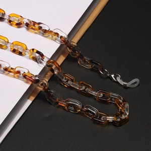 Fashionable acrylic leopard print glasses chain with clear tortoise shell link strap