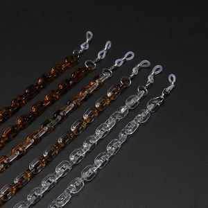 Fashion Acrylic Glasses Chain Leopard Print Transparent Eyewear Lanyard Metal Clasp Silicone Anti-Slip Loops Women Men