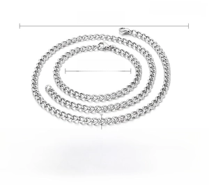 Detailed size specifications for stainless steel Cuban link necklace and bracelet set