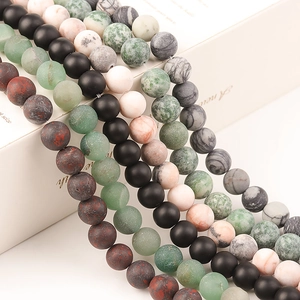 Frosted natural agate and aventurine stone beads for DIY handmade jewelry crafts