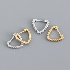 Heart Shaped Hoop Earrings 925 Sterling Silver Beaded Edge Minimalist Geometric Sweet Jewelry For Women
