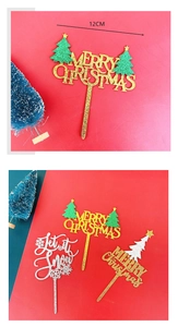 Close-up of 12cm glitter Merry Christmas and Let it Snow cake toppers decorations