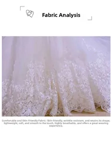 Primo piano del tessuto in pizzo bianco traspirante con ricamo per abiti da sposa